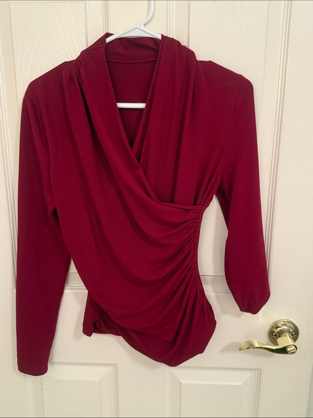 Women's Draped Wrap Top - Burgundy